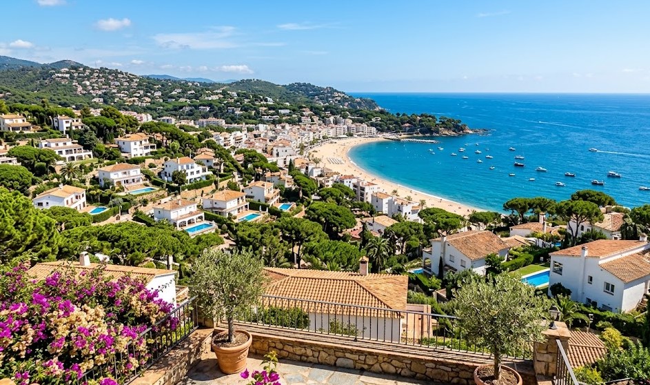 Vista de la zona residencial y la costa del Maresme en Sant Pol de Mar